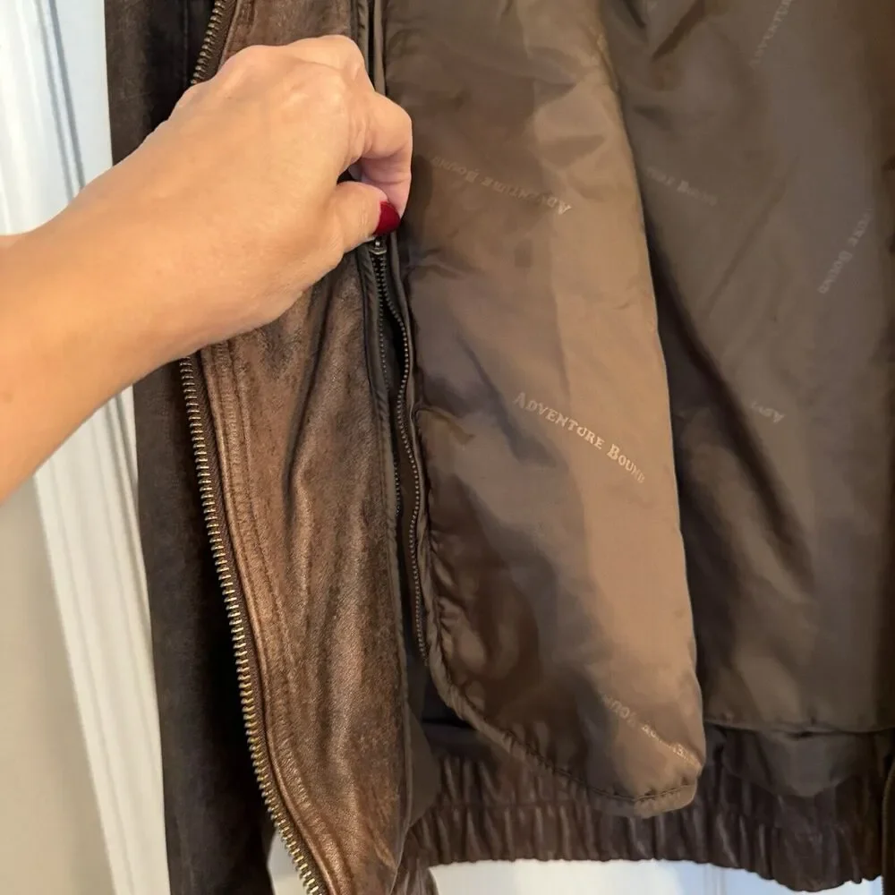 VTG Wilsons Leather Jacket Mens Large Tall Two-Tone Brown Green Distressed EUC‎